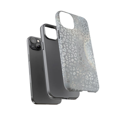 Grey Leopard Print Tough Phone Case — Durable Protective iPhone Cover