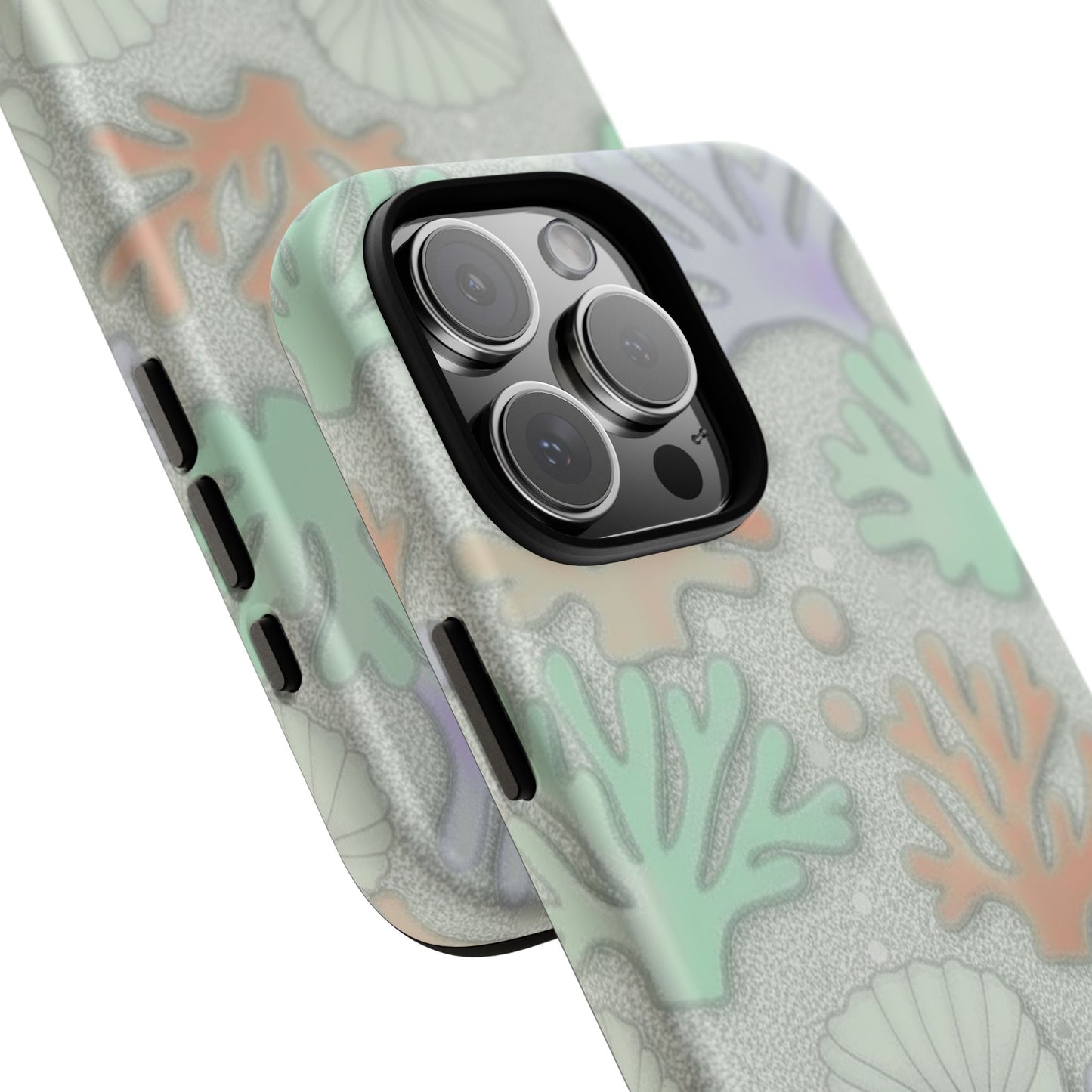 Pastel Coral Reef Tough Phone Case – Sea Shell & Coral Pattern Durable Protector