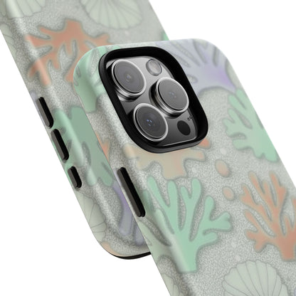 Pastel Coral Reef Tough Phone Case – Sea Shell & Coral Pattern Durable Protector
