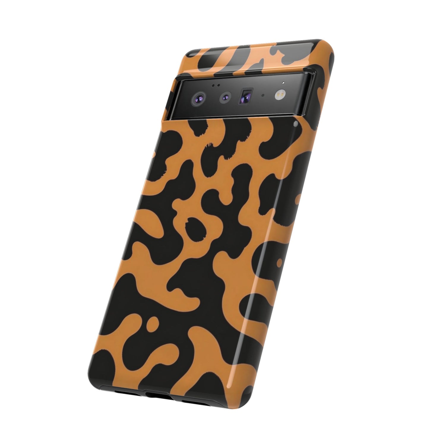 Leopard Print Phone Case — Orange & Black Tough Pattern Protective Cover