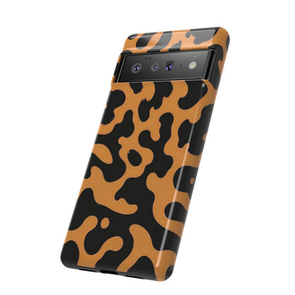 Leopard Print Phone Case — Orange & Black Tough Pattern Protective Cover