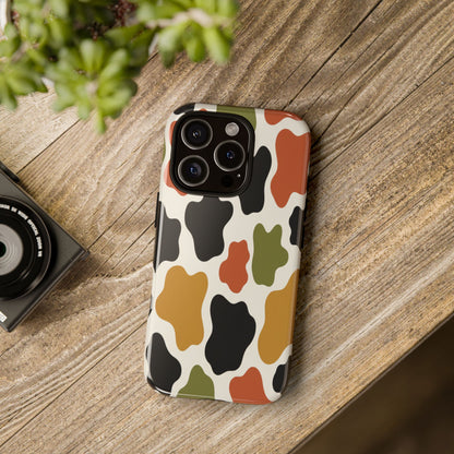 Camouflage Pattern Tough Phone Case – Retro Olive, Rust & Mustard Protective Cover