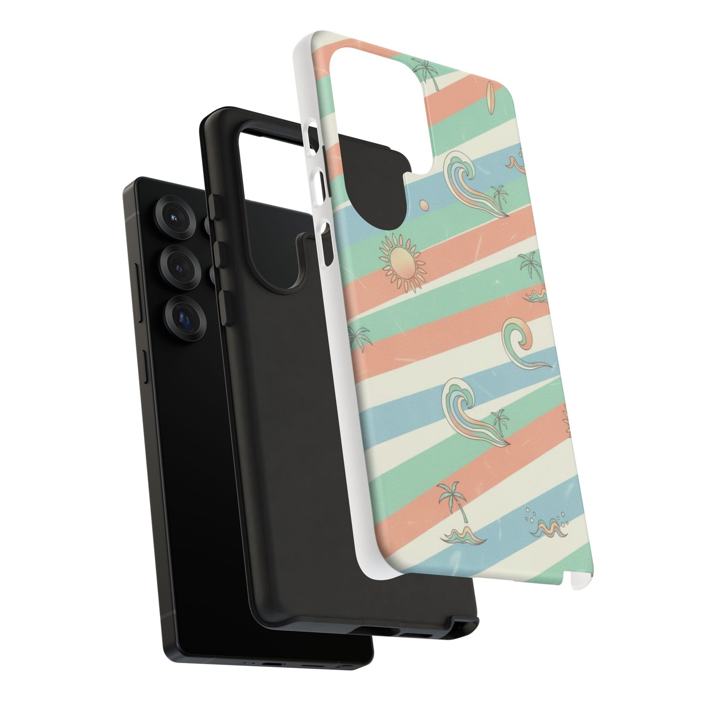 Surf Stripe Tough Phone Case — Retro Beach Waves Pattern