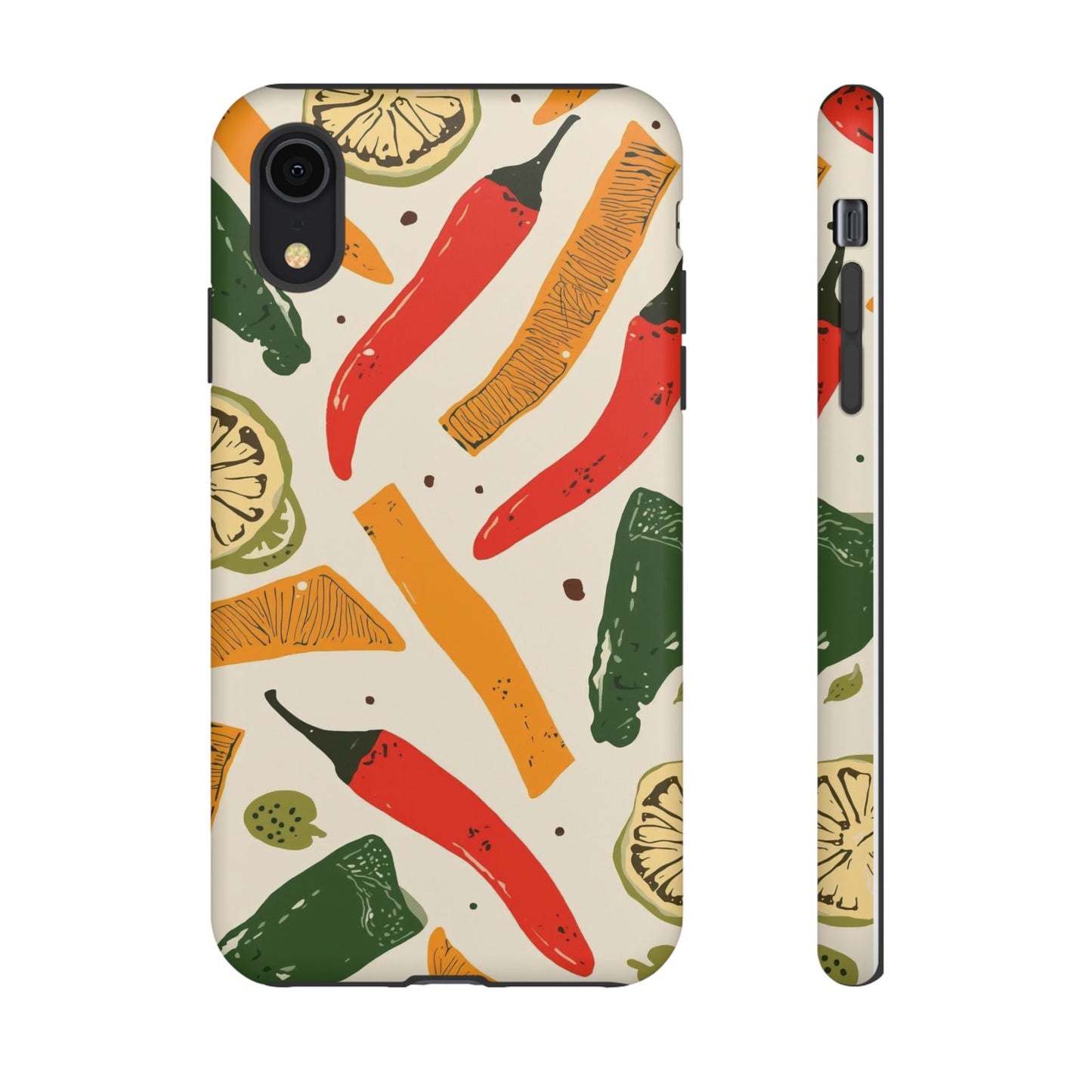Spicy Peppers Phone Case – Colorful Chili, Lime & Citrus Pattern