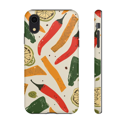 Spicy Peppers Phone Case – Colorful Chili, Lime & Citrus Pattern