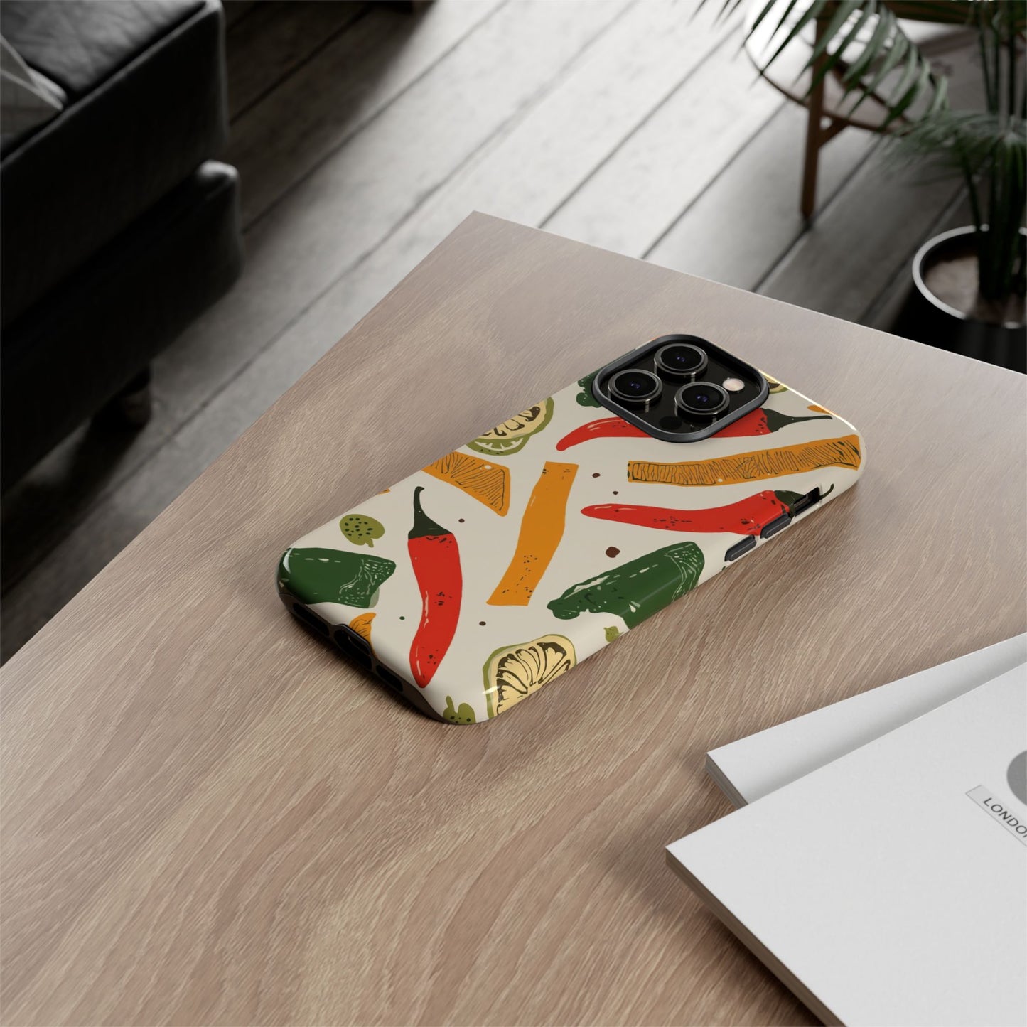 Spicy Peppers Phone Case – Colorful Chili, Lime & Citrus Pattern