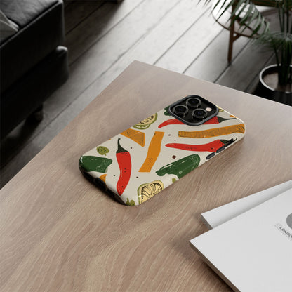 Spicy Peppers Phone Case – Colorful Chili, Lime & Citrus Pattern