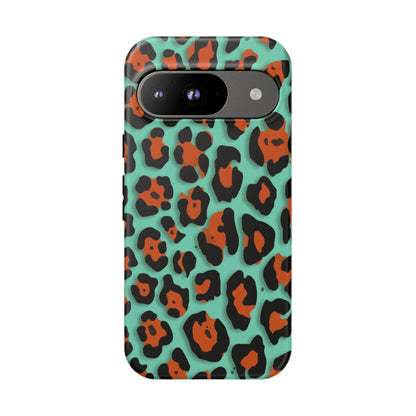 Teal & Rust Leopard Phone Case — Tough Protective Animal Print