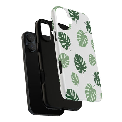 Monstera Leaf Phone Case — Tropical Green Pattern Tough Case