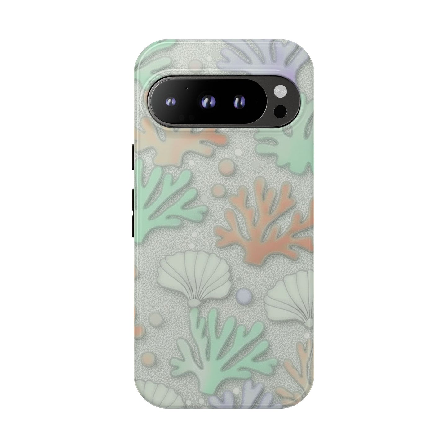 Pastel Coral Reef Tough Phone Case – Sea Shell & Coral Pattern Durable Protector