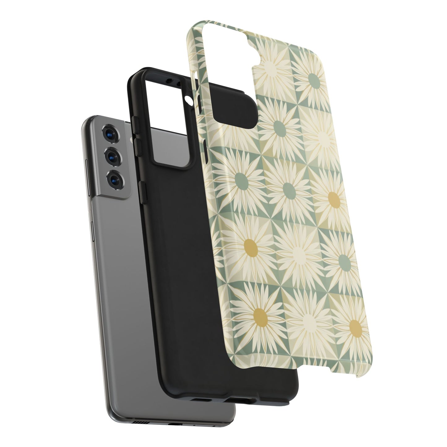 Retro Daisy Tough Phone Case — Vintage Floral Protective Cover for iPhone