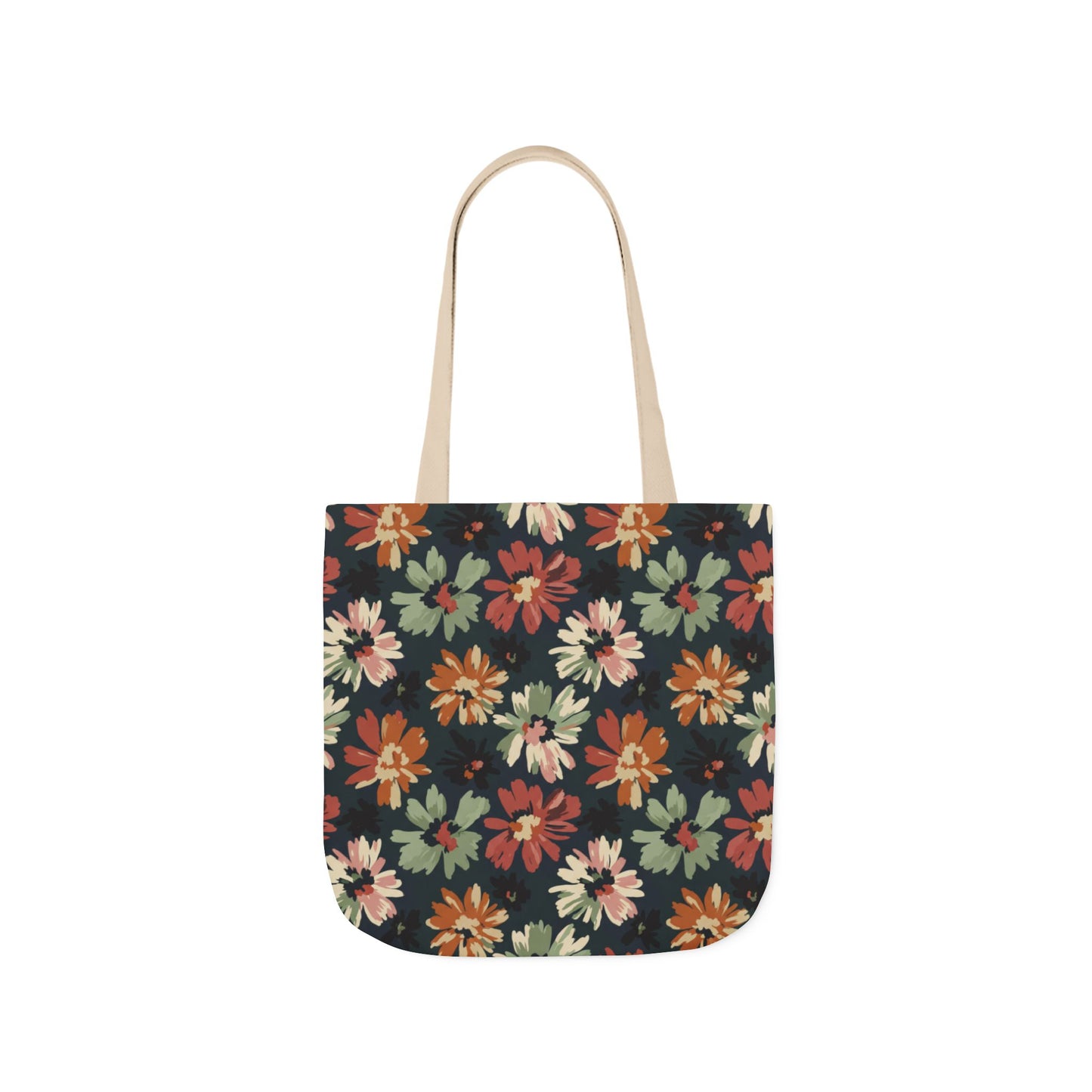 Floral Canvas Tote Bag — Vintage Autumn Daisy Print