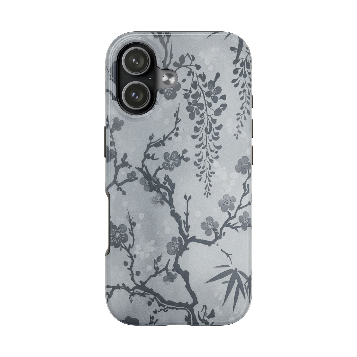 Tough Phone Case — Gray Cherry Blossom Ink Floral Design