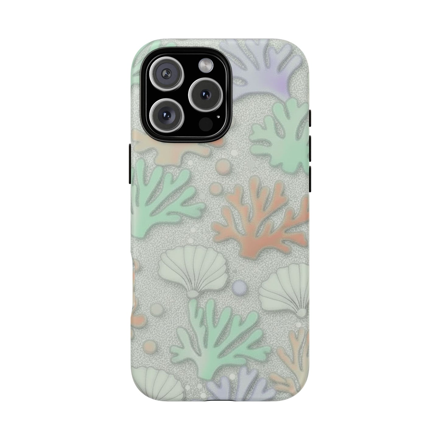 Pastel Coral Reef Tough Phone Case – Sea Shell & Coral Pattern Durable Protector
