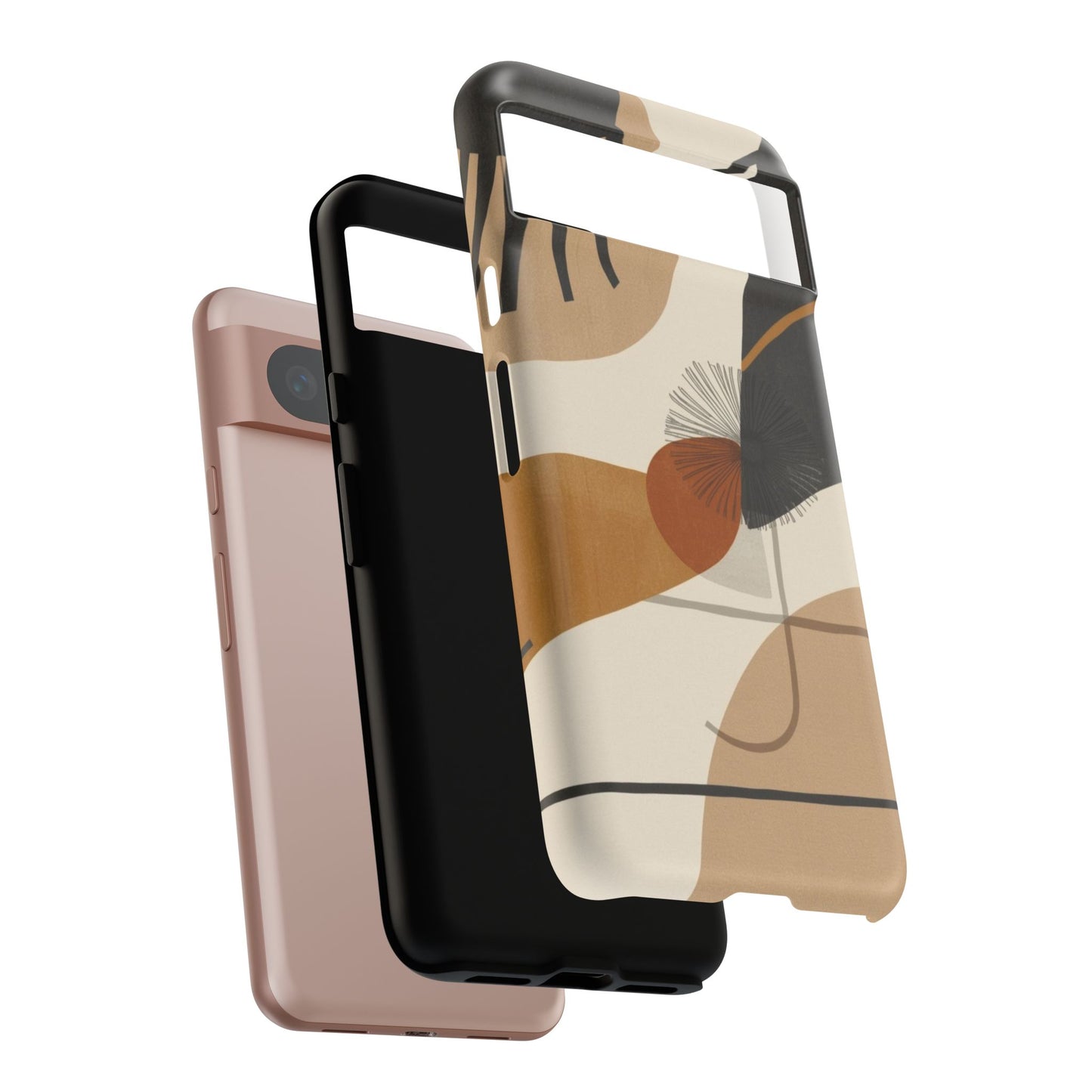 Abstract Earth Tone Phone Case — Mid-Century Minimalist Tough Case