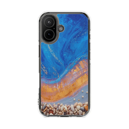 Clear Magnetic Impact Phone Case — Blue Ocean Resin & Pebble Design