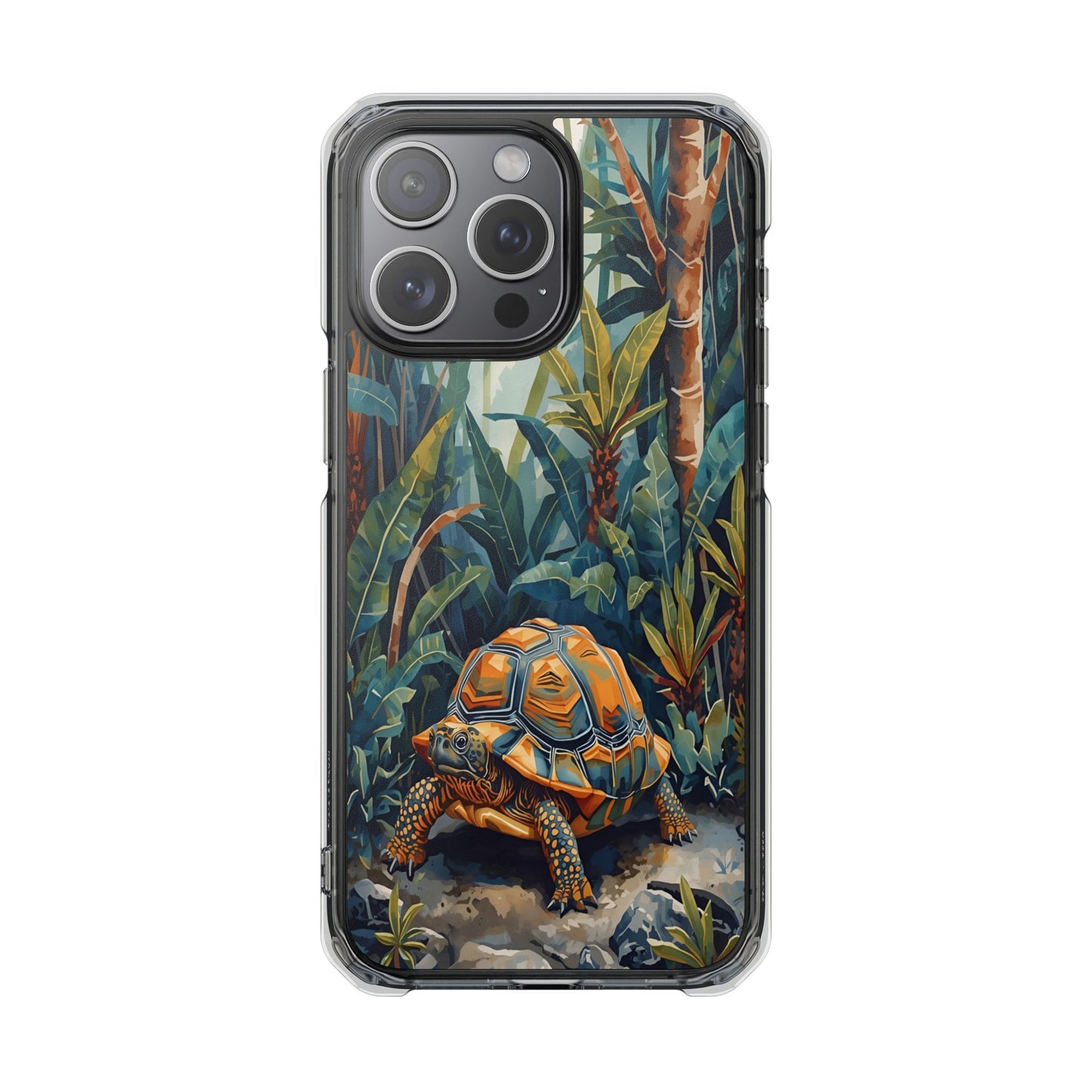 Clear Magnetic Phone Case — Tropical Turtle Art Protective Cover