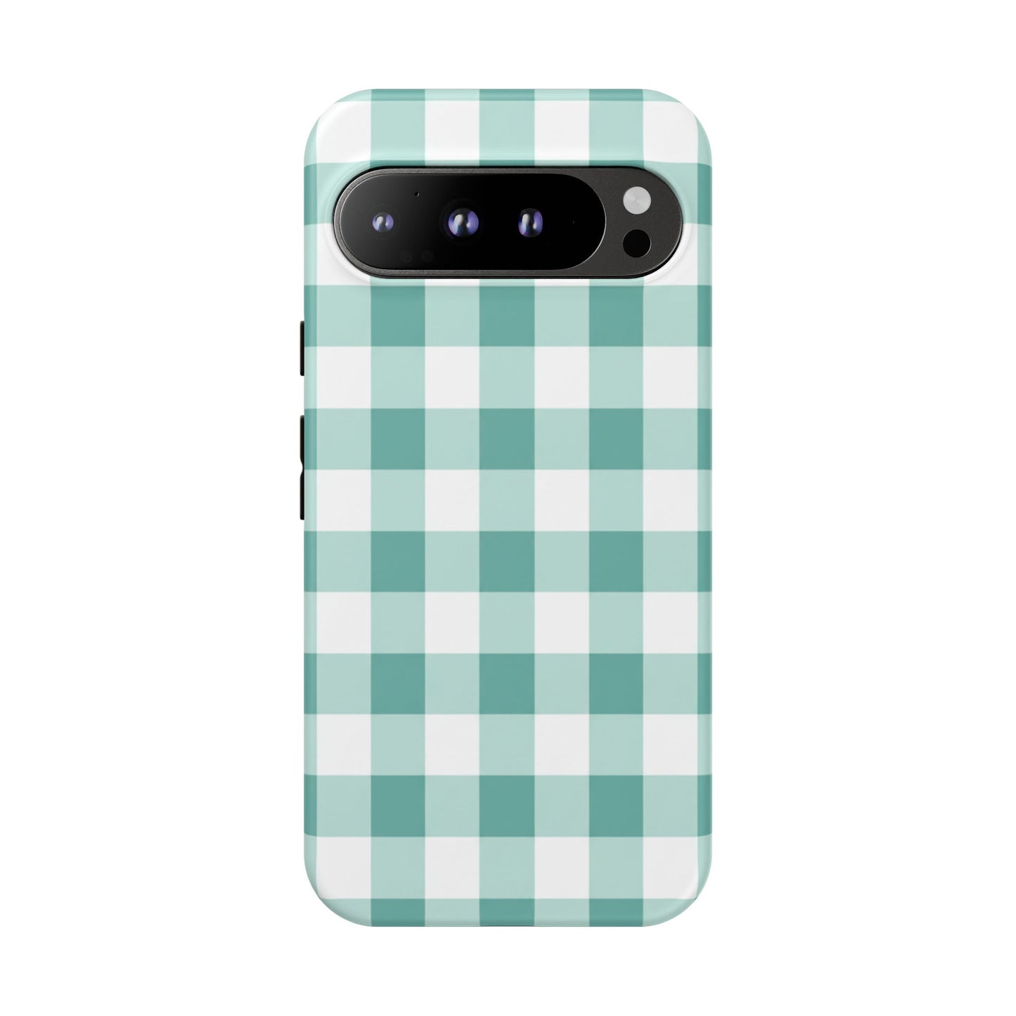 Mint Green Buffalo Check Tough Phone Case — Durable Plaid Protective Cover