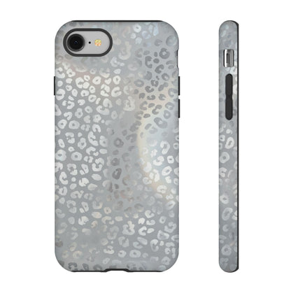Grey Leopard Print Tough Phone Case — Durable Protective iPhone Cover