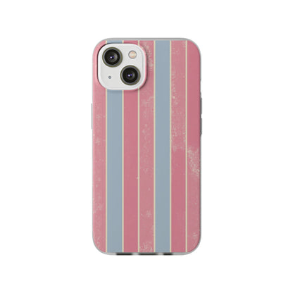 Striped Pink & Blue Phone Case — Retro Pastel Flexi Case