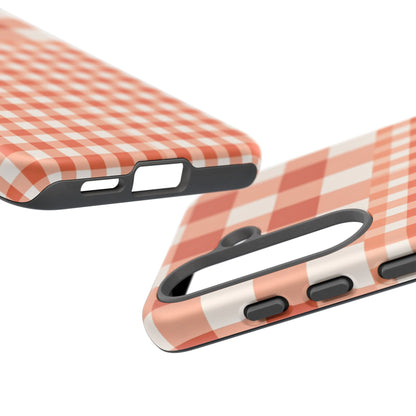 Buffalo Check Tough Phone Case — Orange Gingham Protective Cover