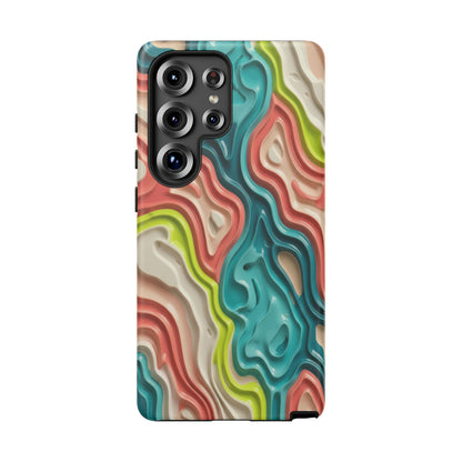 Abstract Contour Phone Case — Colorful Topographic Pattern Tough Case