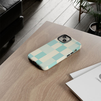 Pastel Checkerboard Tough Case – Mint & Cream Protective Phone Cover