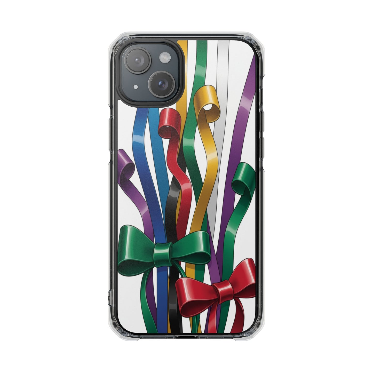 Clear Magnetic Phone Case — Colorful Ribbon Bow Celebration Design