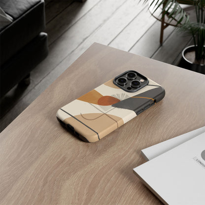 Abstract Earth Tone Phone Case — Mid-Century Minimalist Tough Case