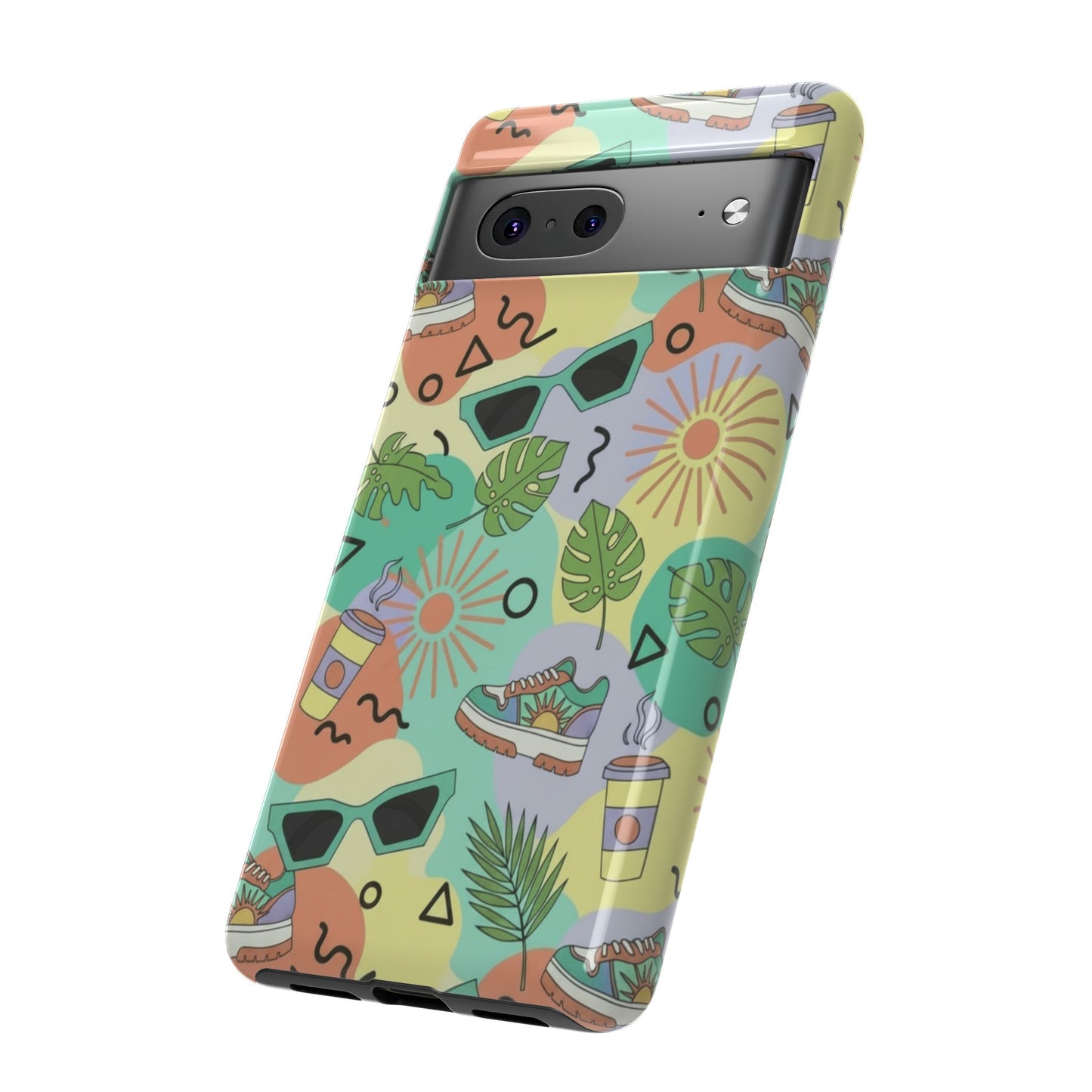Tropical Summer Phone Case — Retro Sunglasses, Sneakers & Palm Pattern
