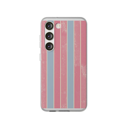 Striped Pink & Blue Phone Case — Retro Pastel Flexi Case