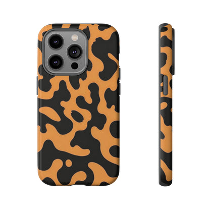 Leopard Print Phone Case — Orange & Black Tough Pattern Protective Cover