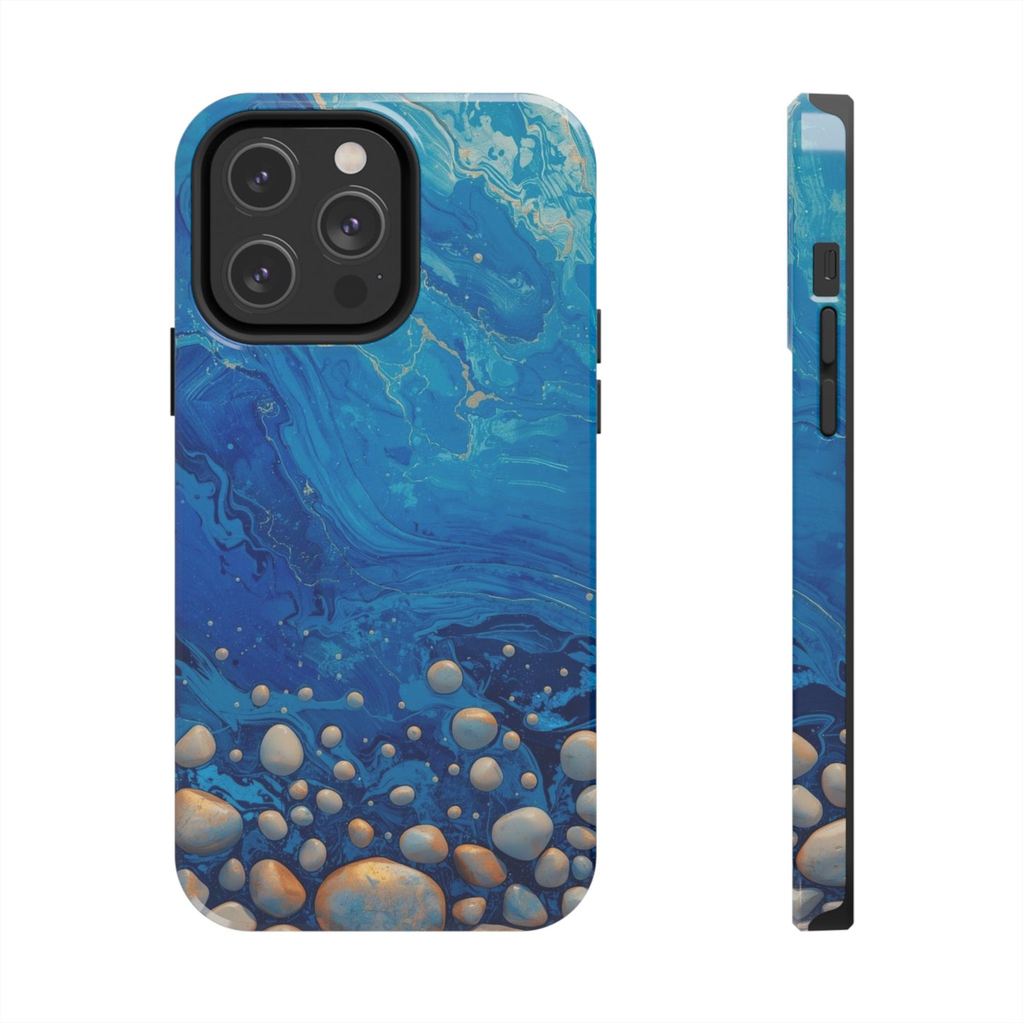 Blue Ocean Pebble Tough Phone Case — Protective Artistic Marble Design