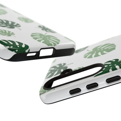 Monstera Leaf Tough Phone Case – Tropical Green Palm Pattern Protective Cover