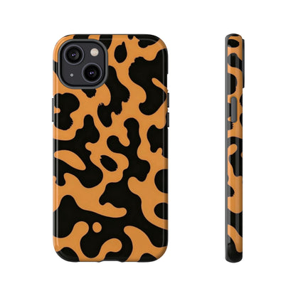 Leopard Print Phone Case — Orange & Black Tough Pattern Protective Cover