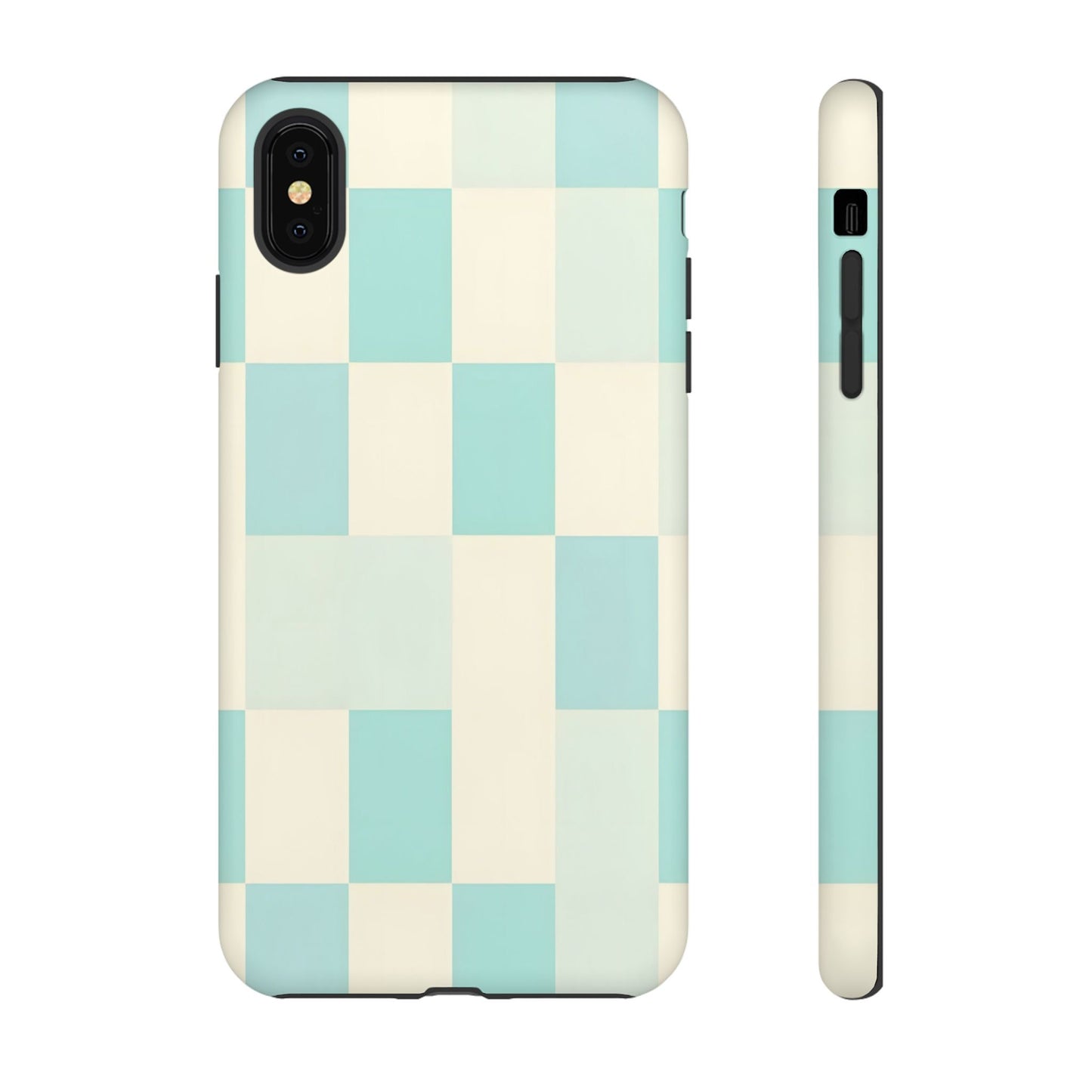 Pastel Checkerboard Tough Case – Mint & Cream Protective Phone Cover