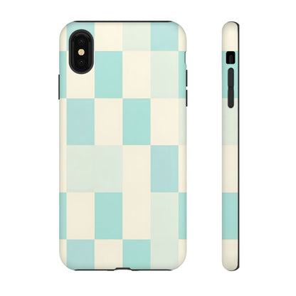 Pastel Checkerboard Tough Case – Mint & Cream Protective Phone Cover