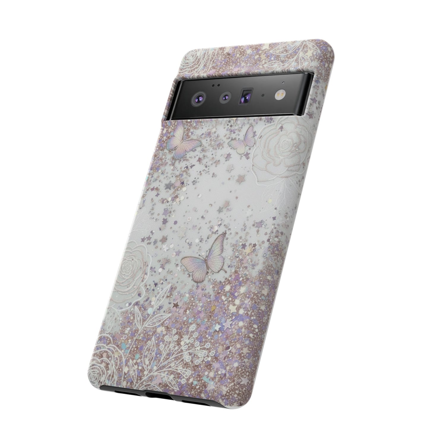 Butterfly Glitter Tough Phone Case — Floral Sparkle Protective Case