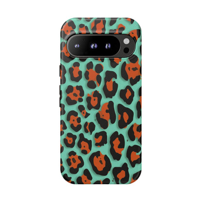 Teal & Rust Leopard Phone Case — Tough Protective Animal Print