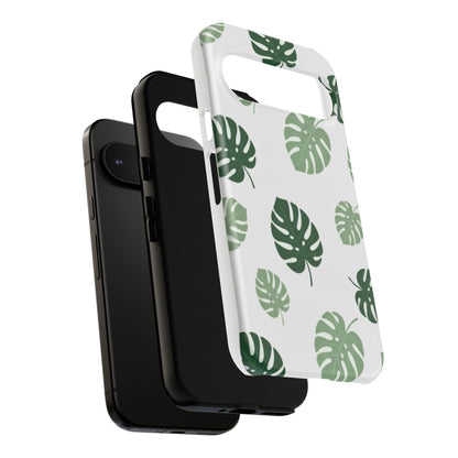 Monstera Leaf Tough Phone Case – Tropical Green Palm Pattern Protective Cover
