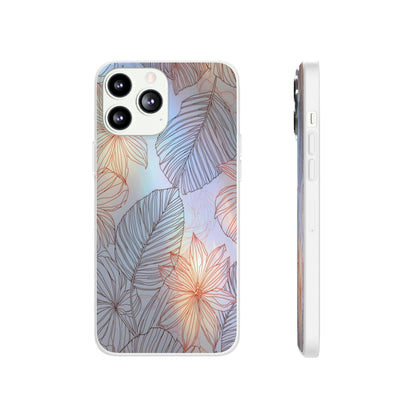 Floral Holographic Phone Case — Iridescent Leaves & Flowers Flexi Case