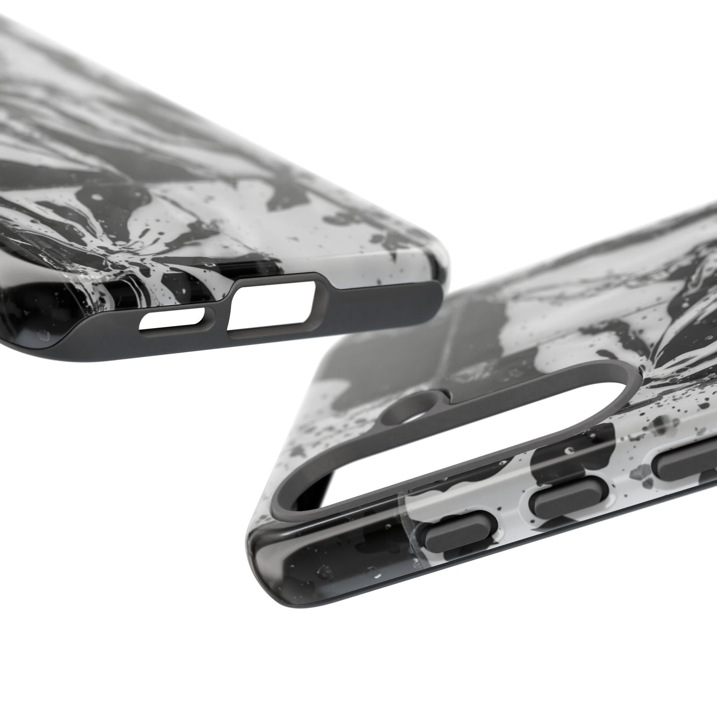 Monochrome Tile Floral Tough Phone Case