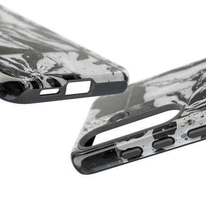 Monochrome Tile Floral Tough Phone Case