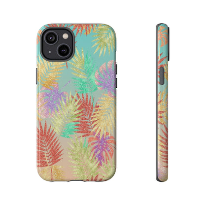 Tropical Palm Leaf Tough Phone Case – Colorful Pastel Botanical Protection