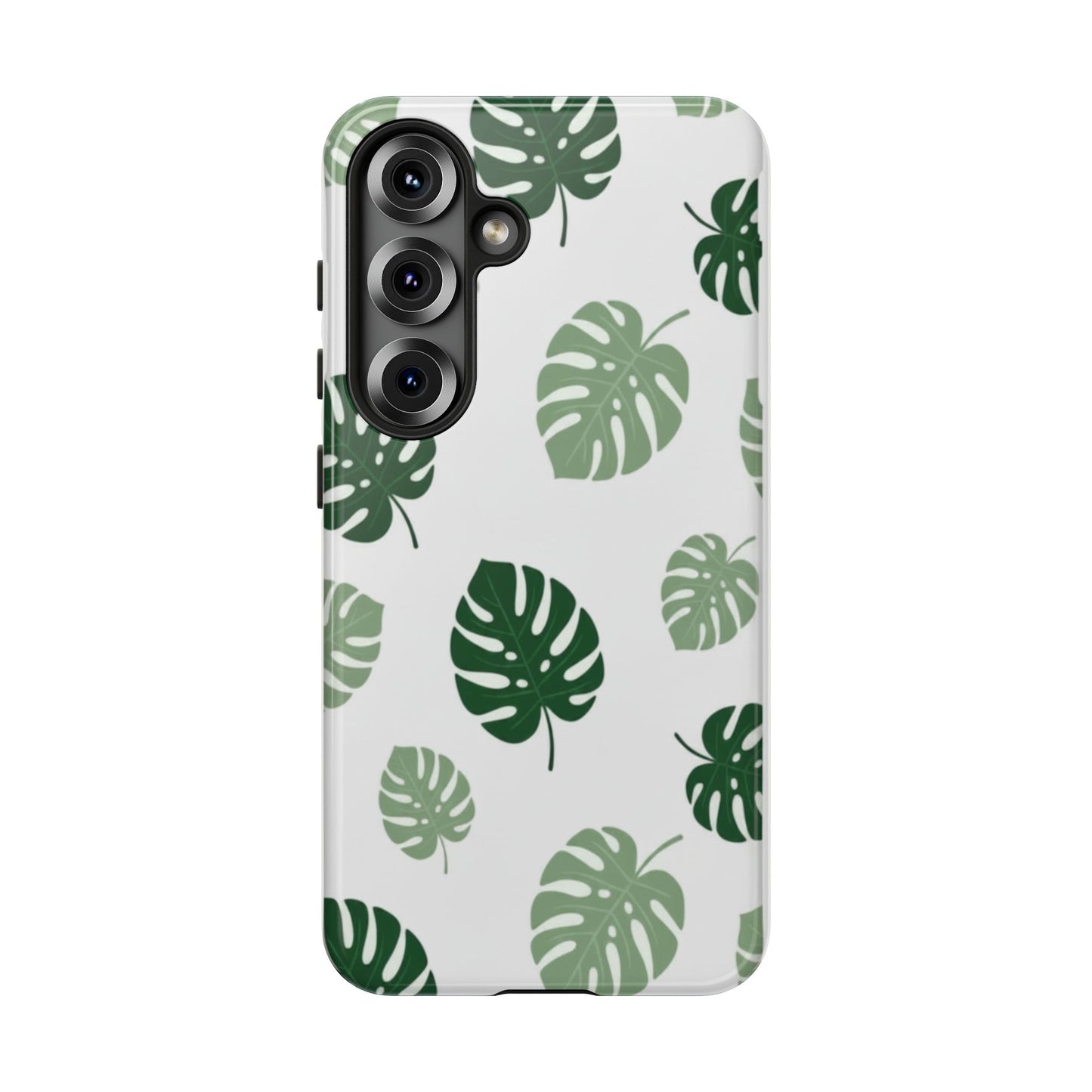 Monstera Leaf Tough Phone Case – Tropical Green Palm Pattern Protective Cover