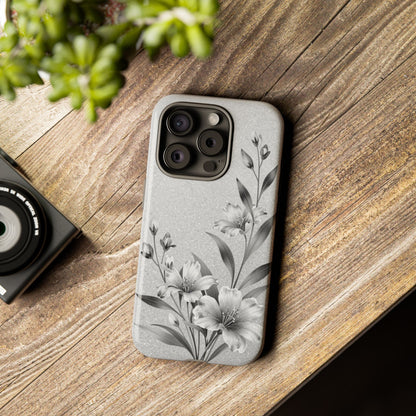 Floral Monochrome Phone Case — Elegant Black & White Lily Design