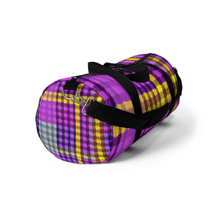 Purple & Gold Plaid Duffel Bag — Retro Travel Gym Bag