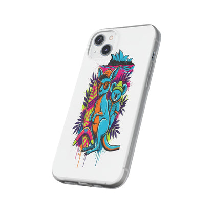 Kangaroo & Koala Surf Phone Case — Neon Aussie Beach Vibes Flexible Case