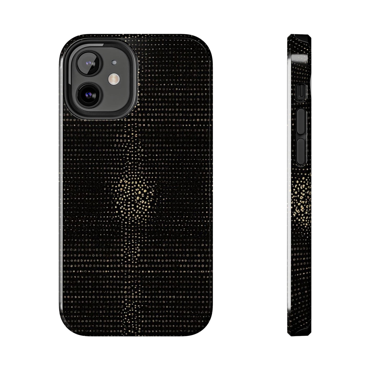 Tough Phone Case — Black Textured Metallic Dot Shield