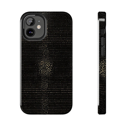Tough Phone Case — Black Textured Metallic Dot Shield